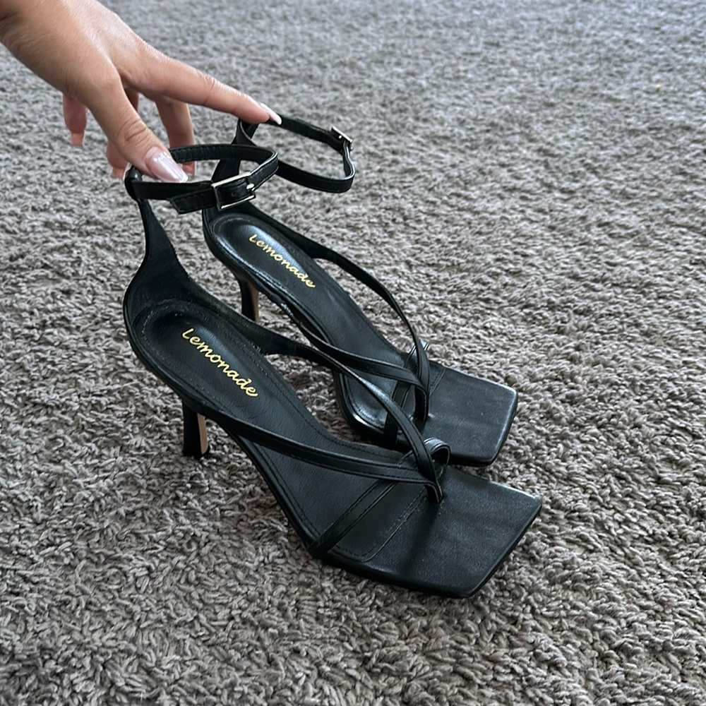 Square Toe Strappy Sandal Heels